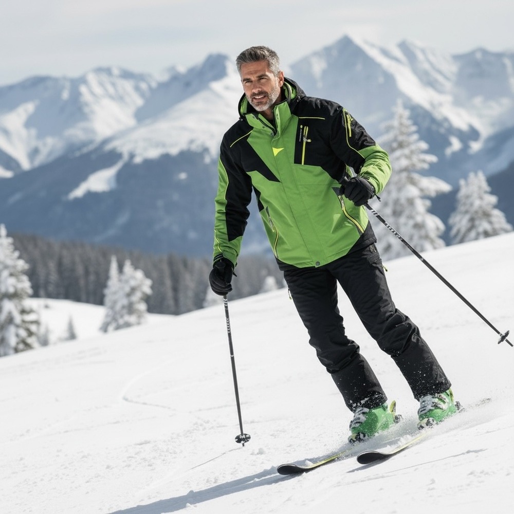 Killtec Level 10 Mens Ski Jacket Lime Green‎ Black Waterproof Windproof Size M